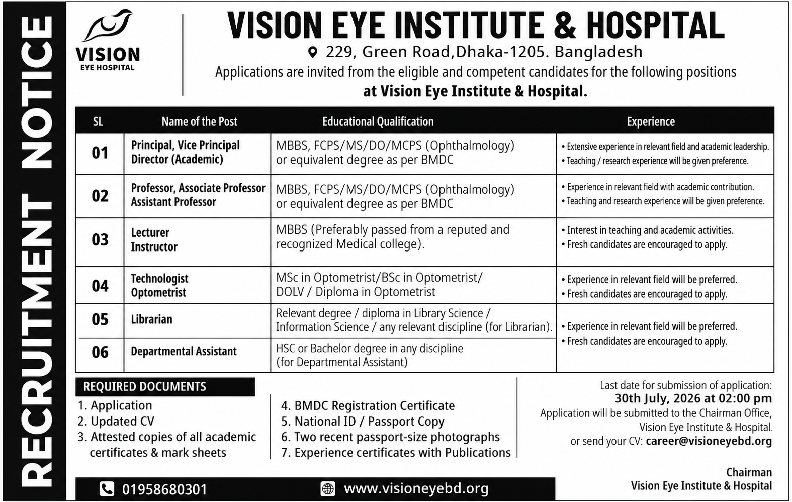 Vision Eye Institute Notice